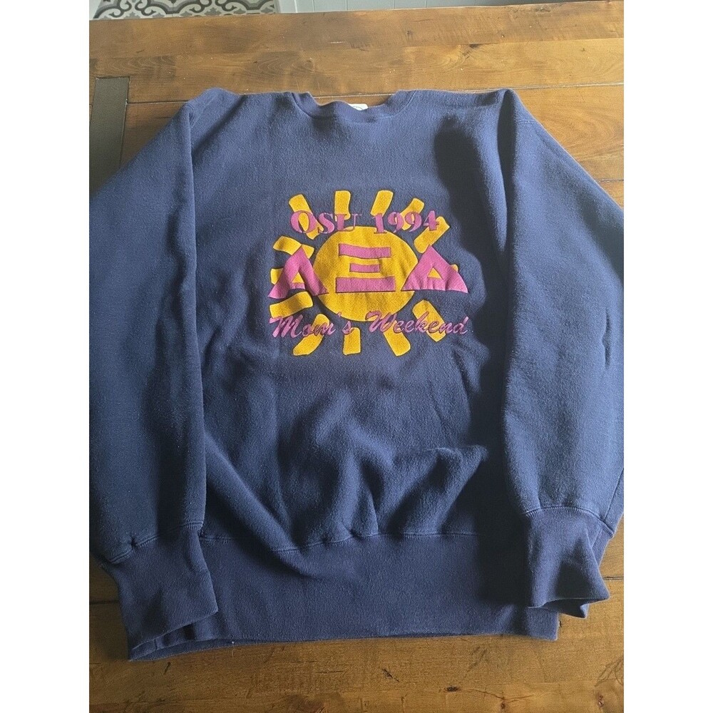 Vintage 1994 OSU Alpha Xi Delta Sweatshirt Made in USA Heavyweight Navy XXL